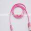 Wholesale smiling face LED micro data line /Transparent rubber, noodles cable with LED light smiling face data line