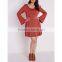 A-line plus size bell sleeve rust dress