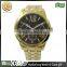 Golden big number dial stainless steel band watch men luxury brand