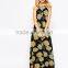 New Arrival Woman Print Flower Long Party Evening Cocktail Dress