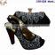 CSB1228 Latest beautiful design gold ladies shoes matching bags peep-toe sandals