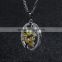 925 silver pendant necklace multi-colour crystal CZ setting oval shape pendant necklace for gift