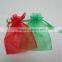 trendy green organza candy bag with drawstring