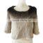 New style ladies` real mink fur top with 3/4 sleeve,Gradient color,KZ14082