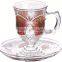 Glass cup set, high quality coffee set, bulk tea cups and saucers cheap