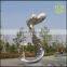 Outdoor square landscape stainless steel fish dolphin animal sculpture