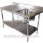 2-Tier Stainless Steel Table with Sink