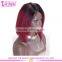 Gorgeous Straight Two Tone Wigs Burgundy Short Bob Ombre Lace Front Wig With Baby Hair