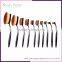 Free sample 10pcs oval tooth zoreya makeup brush set cleaning mat makeup brush set