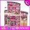 New style 30 furniture pieces children pretend play wooden giant doll house W06A222