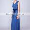 korean maternity fashion Royal Blue Nursing Ruffle Hem Maxi Dress pregnancy dress