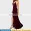 New sexy fashion burgundy spaghetti strap backless wrap maxi long party velvet prom dresses 2016