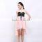 2017 new fashion patchwork chiffon skirt black leather tube top