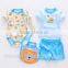 OEM factory or stocked designs 4pcs/set 100% cottonbaby romper set matching with baby bibs and socks