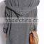 Women's fashion grey thick long hoodie cardigan sweater with high quality