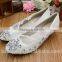 Lace is low with bridesmaid dresses and a comfortable hand-made white wedding shoes WS034