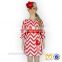 2019 Valentine Day Red and White Chevron Dress Baby Pakistani Baby Cotton Dress Wholesale Children's Boutique Clothing