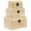 3 x Plain Unpainted Wooden Treasure Chest Jewellery Storage Wood Box Case Set