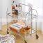 new design mobile fashionable loading stainless steel waiter trolley foldable coffee side mirror glass tea bar trolley cart