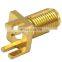 Right Angle  sma Connector RF Adapter SMA Female Thru Hole plug Connector sma-kwe gold plated