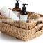 Direct selling water hyacinth grass woven tray Hand-Woven Wicker Baskets, Water Hyacinth Storage Baskets with Wooden Handles