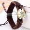 Newest style fashion 12 zodiac signs antique silver brown leather bracelet