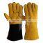 long leather welding glove / cow split long working glove /construction leather safety