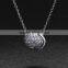 silver globe pendant necklace CZ pave setting platinum plated women necklace