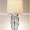 simple design clean crackle glass table lamp with beige cylinder fabric lamp shade for home decor