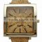 Natural Wooden Watch With High Quality Square big dial ,Custom Logo Watch pu leather strap