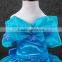 2015 Europe market hot sale blue Princess kids dress latest design boutique shop fashion baby girls party wear dress