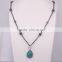 Waterdrop Amazon Pendant Jewelry Necklace, Pave Crystal Beads Hematite Druzy Necklace