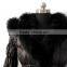 2015 factory wholesale women black down jacket with fox fur trim
