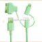 Mfi certified 2.4A fast charge 3 in 1 Combo charging usb Cable for devices