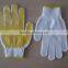 Purple single side pvc dotted white cotton hand gloves with anti slip