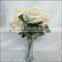 5 branches bunch rose flower artificial white color