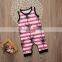 Summer Baby Sleeveless Coconut Tree Print Stripe Crotchless Bodysuit