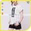 Fashionable Short Sleeve Women All Over Body Digital T-shirt Printing With Unregular Bottom