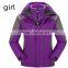 2017 Outdoor jacket long sleeve waterproof 3-in-1winter jackets for women