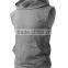 OEM new design cotton plain mens custom sleeveless hoodie with pocket
