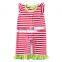 Hot Sale Organic Cotton Baby Clothes Infant Romper Baby Stripe Toddler Ruffle Romper