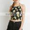 Fashion fully lined print top wholesale halter sexy woman crop top