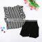 Girls Wholesale Boutique Clothing Kids Clothing Sets Black White Stripe T-shirt and Shorts