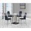 2019 new style glass dining table with wood legs and stainless steel base