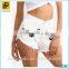 2015 Fashionable Summer Sexy Custom Embroidered White Denim Shorts