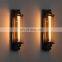 Vintage Retro Black Iron Pipe Wall Lamp Fixture Sconce Wall Light Bedroom Hotel Lighting