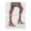 Ladies handmade good quality design high tartan cylindrical heels pumps sandals shoes(sandalias mujer)