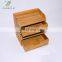 office stationery bamboo desk organizer for sundries with three drawers