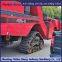 Corn harvester modified with triangular track wheel anti sinking half chain rail