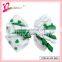 Green grosgrain hair accessories special design festival ribbon bow clover hair clip for Ireland (SYC-0024)